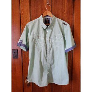 WT02 New York Mens 3XL Green Gingham Short Sleeve Shirt